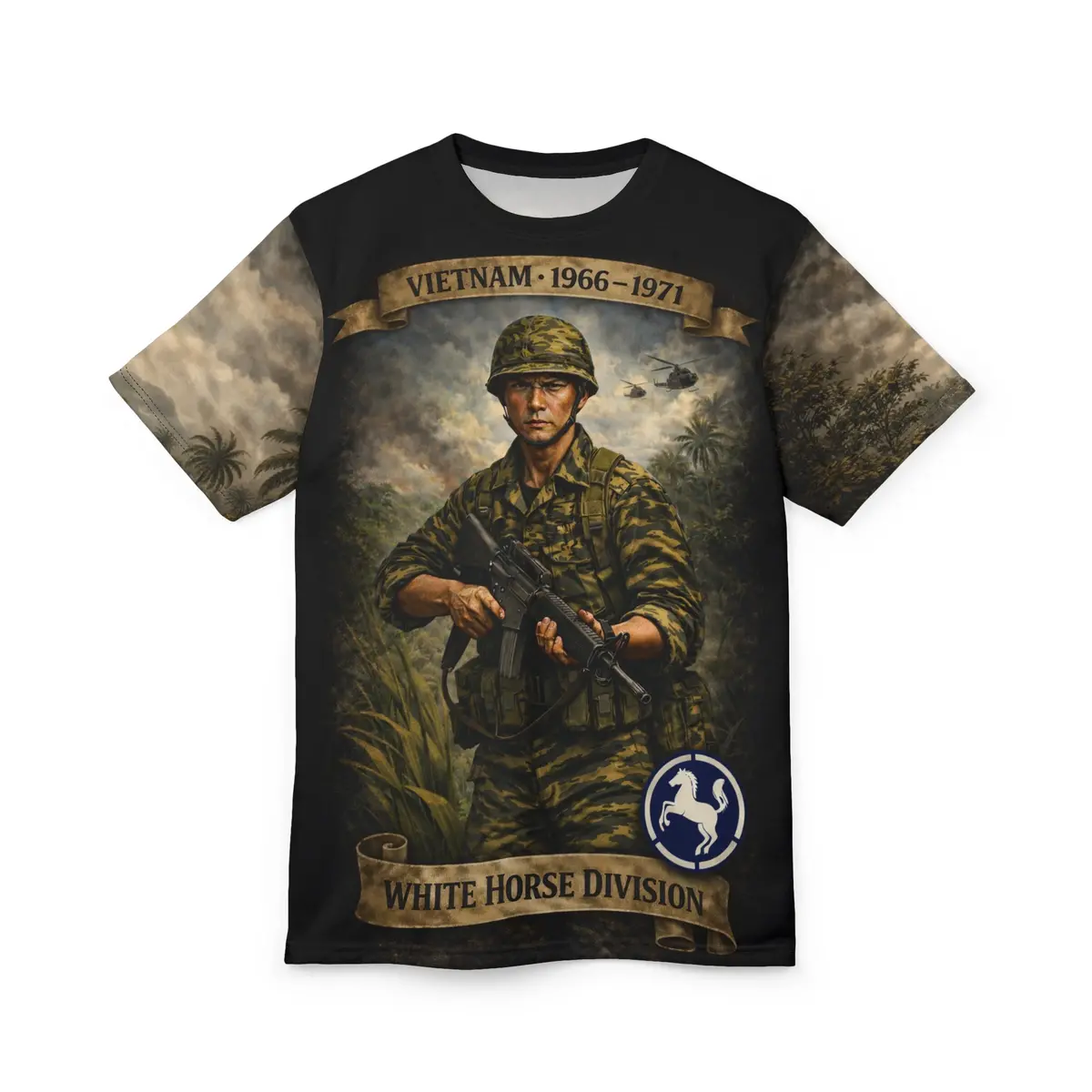 White Horse Division (9Th Infantry) All-Over Print Tee — Vietnam War Rok Tribute 2