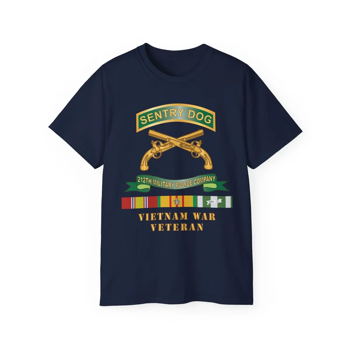 Unisex Ultra Cotton Tee - Army - Sentry Dog - 212Th Military Police Company W Br - Ribbon Vietnam War Veteran W Vn Svc X 300 12