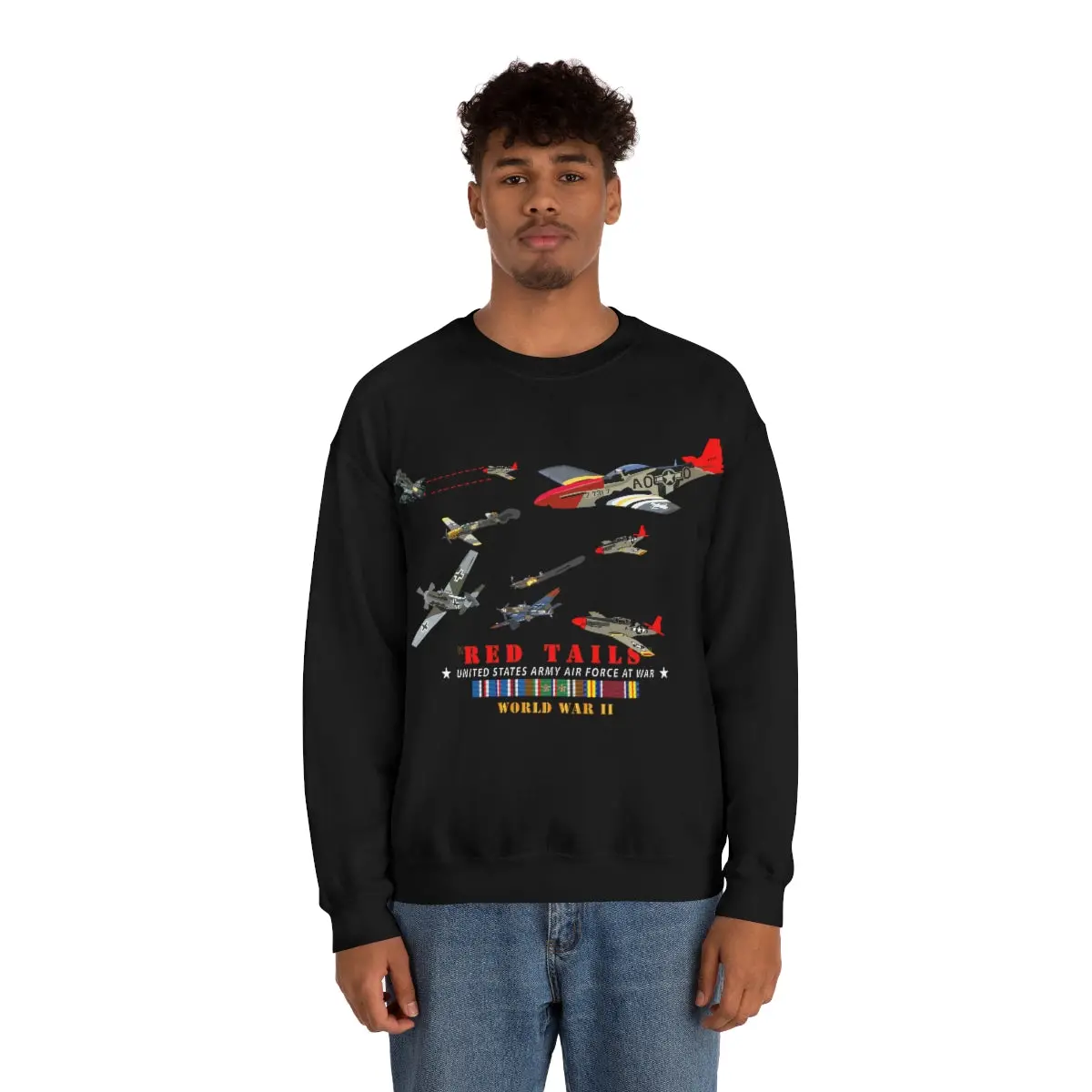Unisex Heavy Blend Crewneck Sweatshirt - Army - Aac - 332Nd Fighter Group - Red Tails - At War 1
