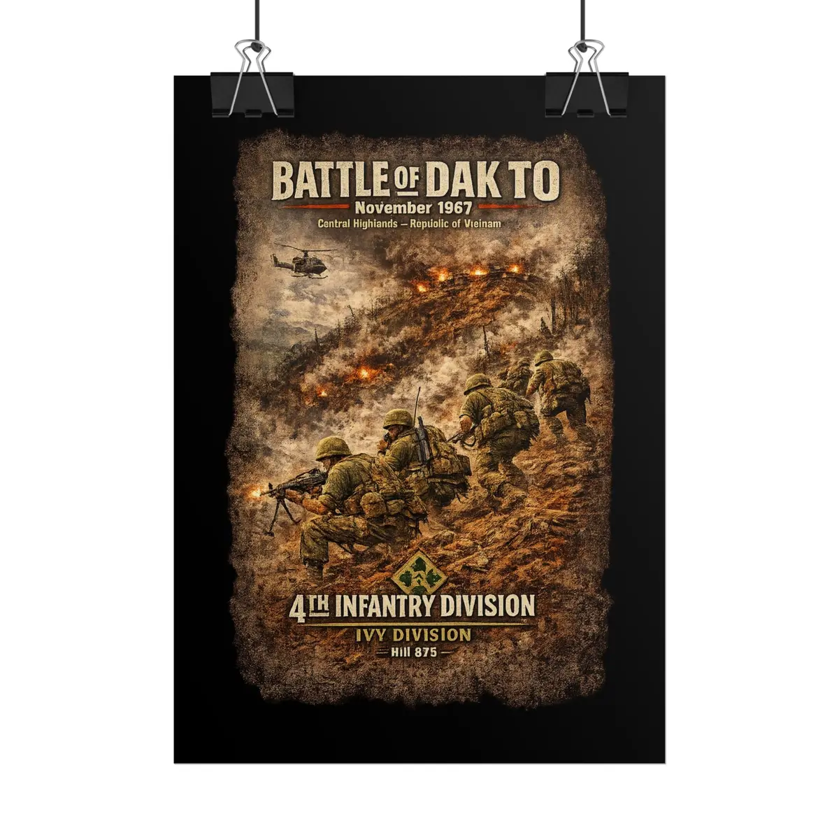 Rolled Posters - 4Th Infantry Division - Battle Of Dak To - 1967 2