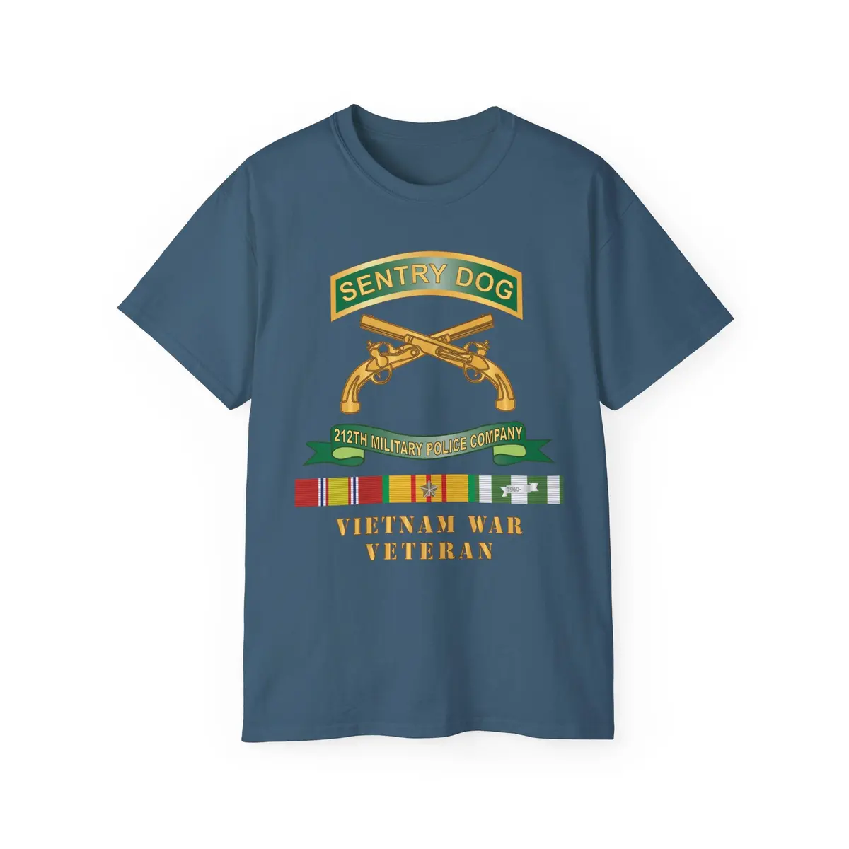 Unisex Ultra Cotton Tee - Army - Sentry Dog - 212Th Military Police Company W Br - Ribbon Vietnam War Veteran W Vn Svc X 300 12