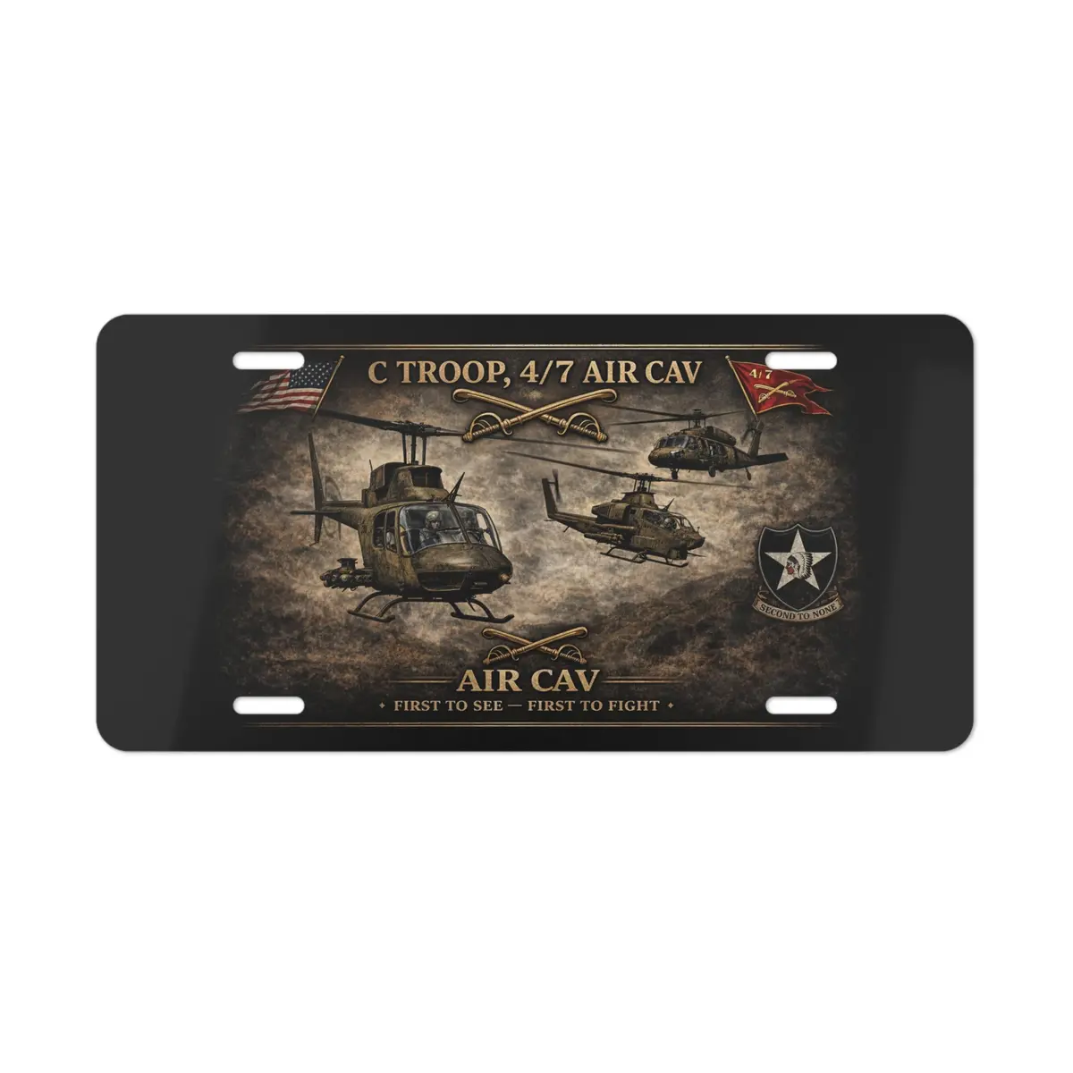 Army - Air Cav Helicopter Vanity License Plate — C Troop 4/7 Air Cav Tribute 1