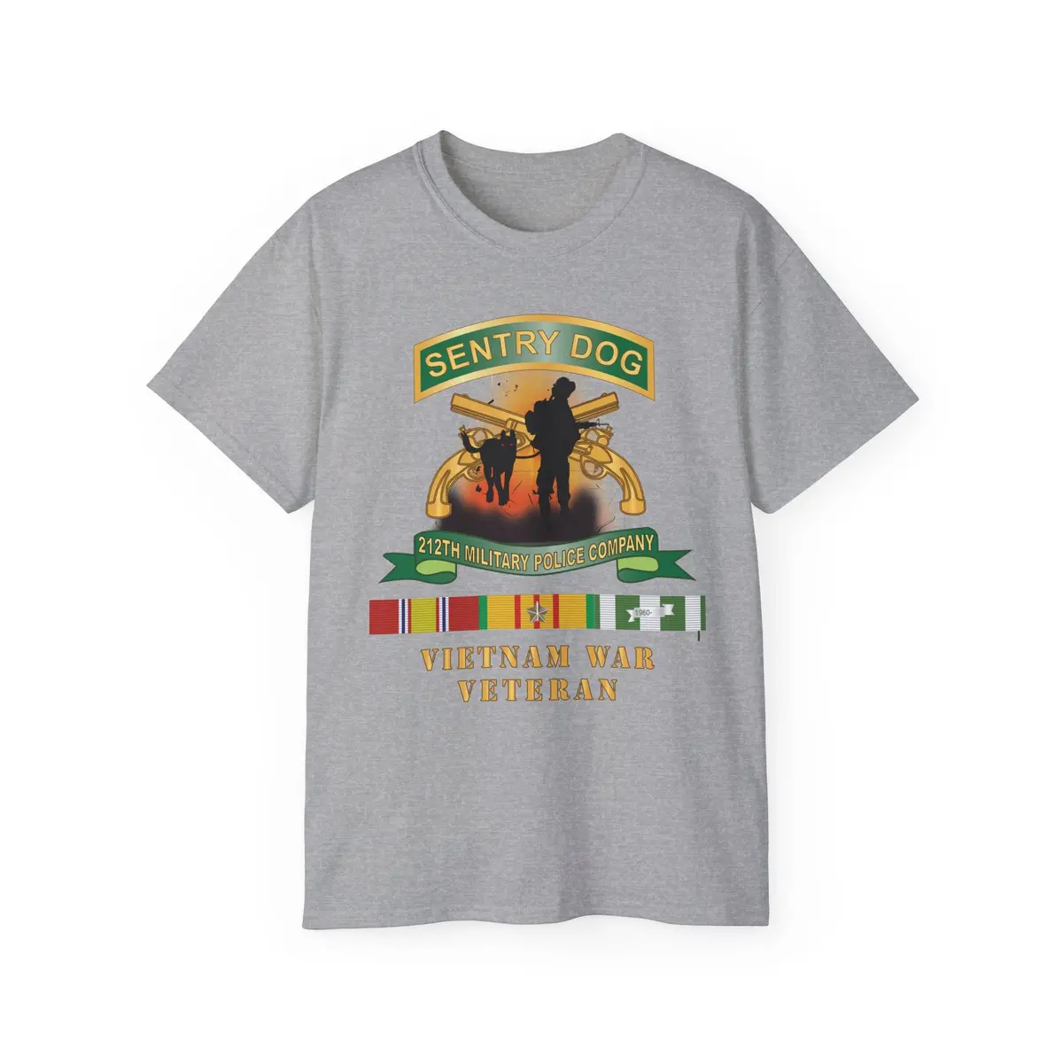 Unisex Ultra Cotton Tee - Army - Sentry Dog - 212Th Military Police Company - Dog Fire W Br - Ribbon Vietnam War Veteran W Vn Svc X 300 7