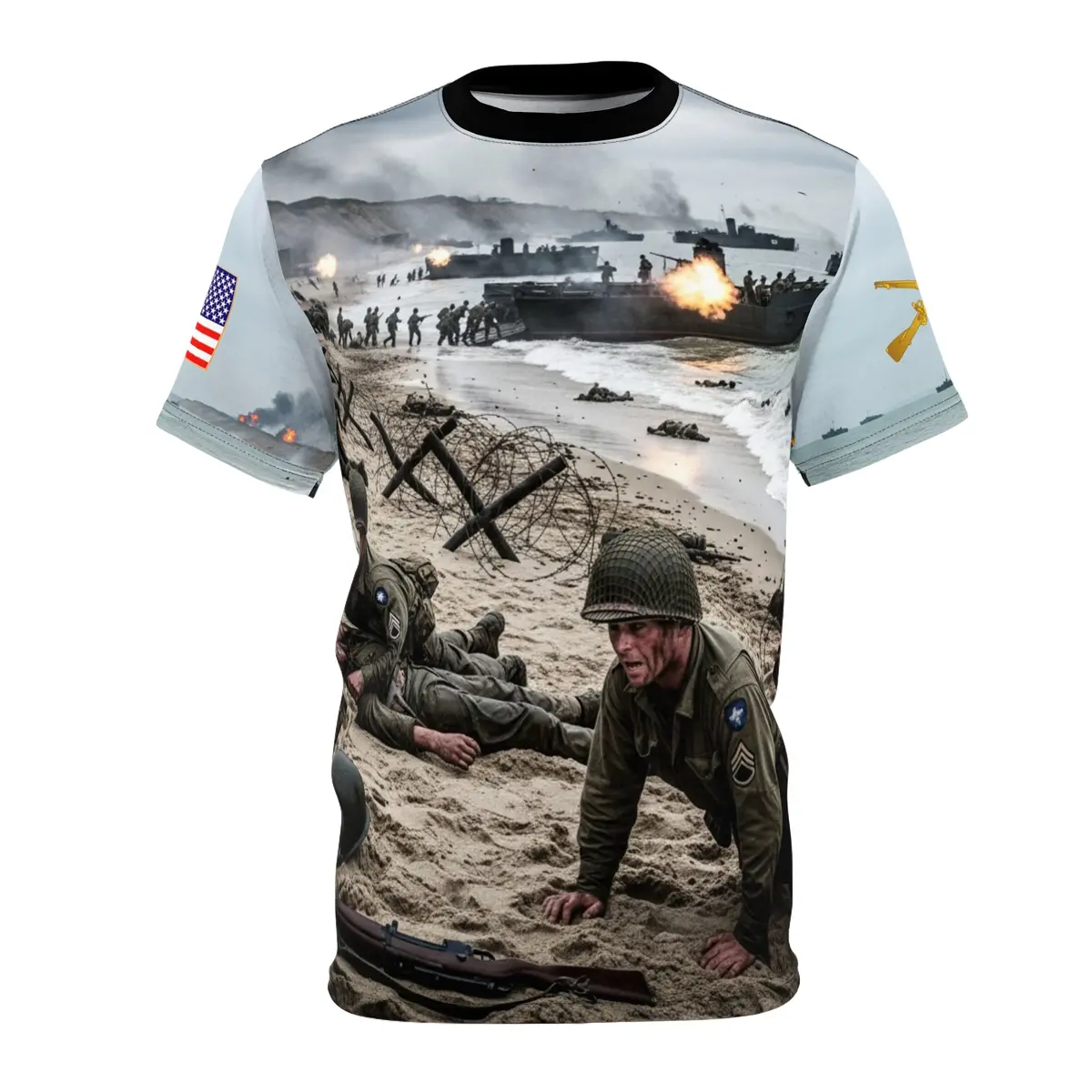 Unisex Tee - Aop Us Army D-Day Landings On Omaha Beach Design 1