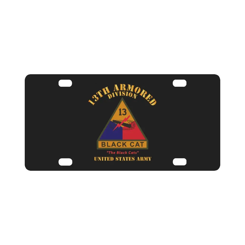 Army - Ssi - 13Th Armored Division W Name Tape - The Black Cats - Us Army X 300 Classic License Plate 1