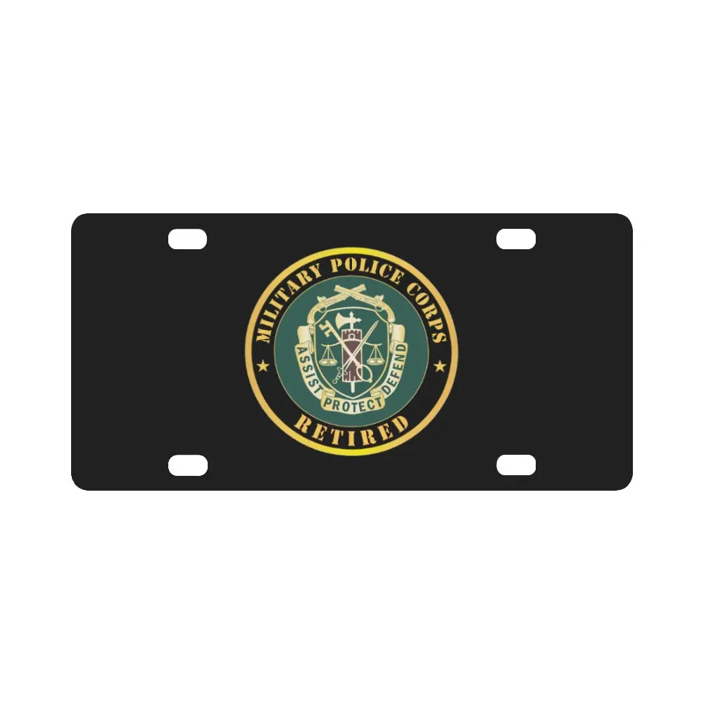 Army - Military Police Corps Regimental Crest - Retired X 300 Classic License Plate 1