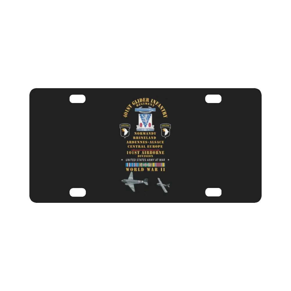 Army - 401St Glider Infantry Regiment, 101St Airborne Div - Rhineland Central Eur Wwii W Eur Svc X 3 Classic License Plate 1
