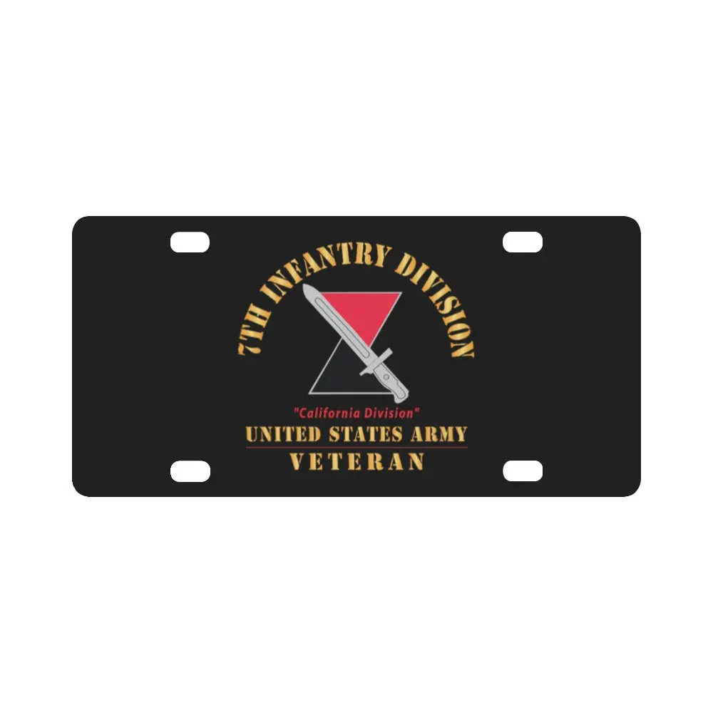 Army - Dui - 7Th Infantry Division - California Division - Us Army Veteran X 300 Classic License Plate 1