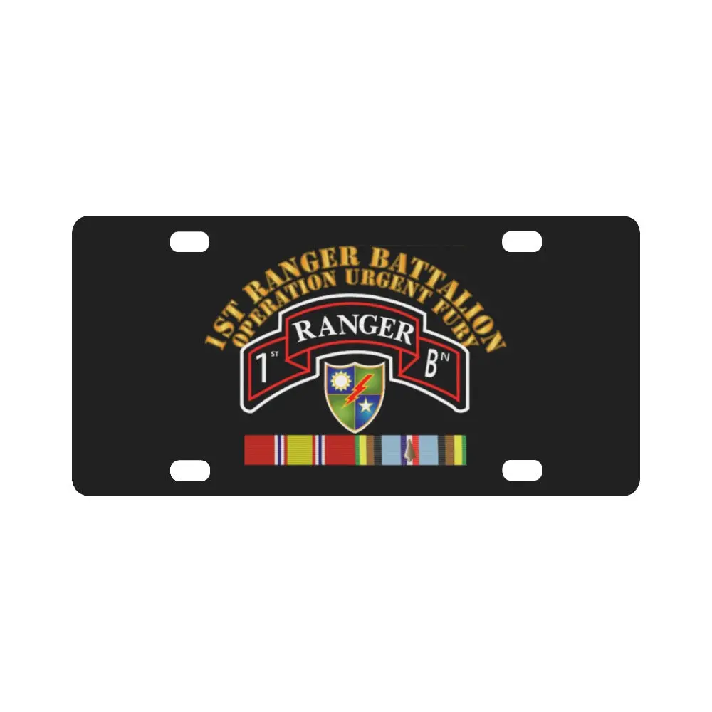 Army - 1St Ranger Bn - Operation Urgent Fury W Svc Ribbons X 300 Classic License Plate 1