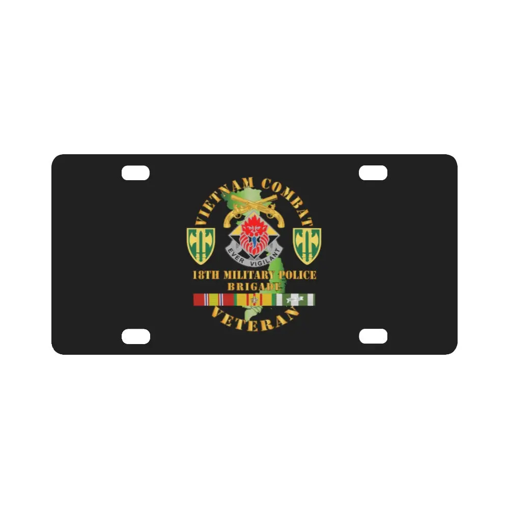 Army - Vietnam Cbt Vet - 18Th Mp Bde Dui - Ssi W Vn Svc Classic License Plate 1