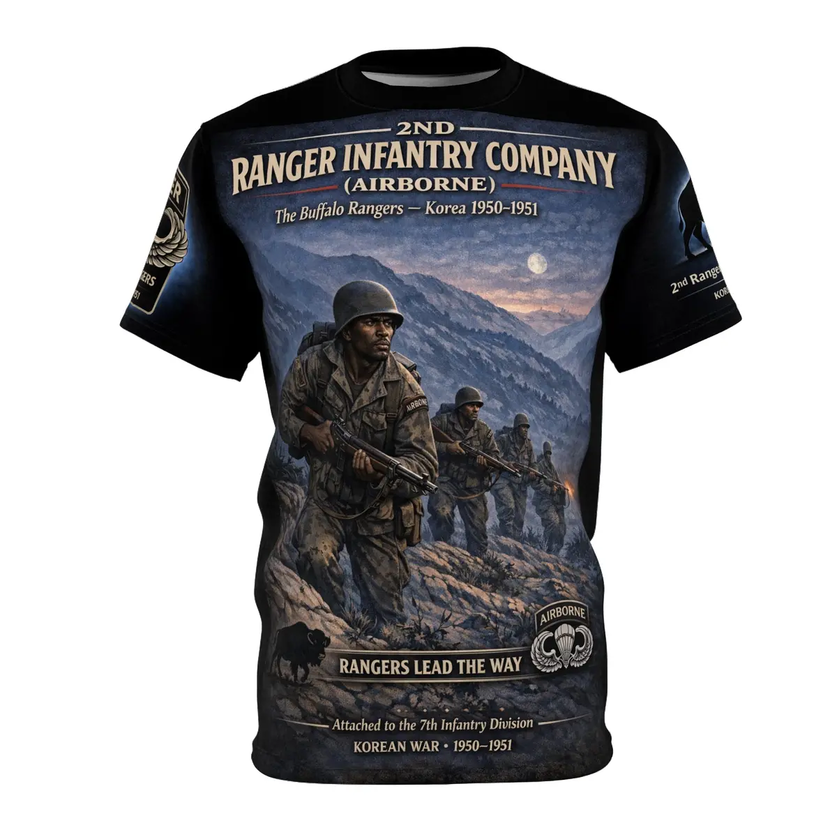 Buffalo Rangers 2Nd Ranger Infantry Company (Airborne) Korean War Tribute Tee 1