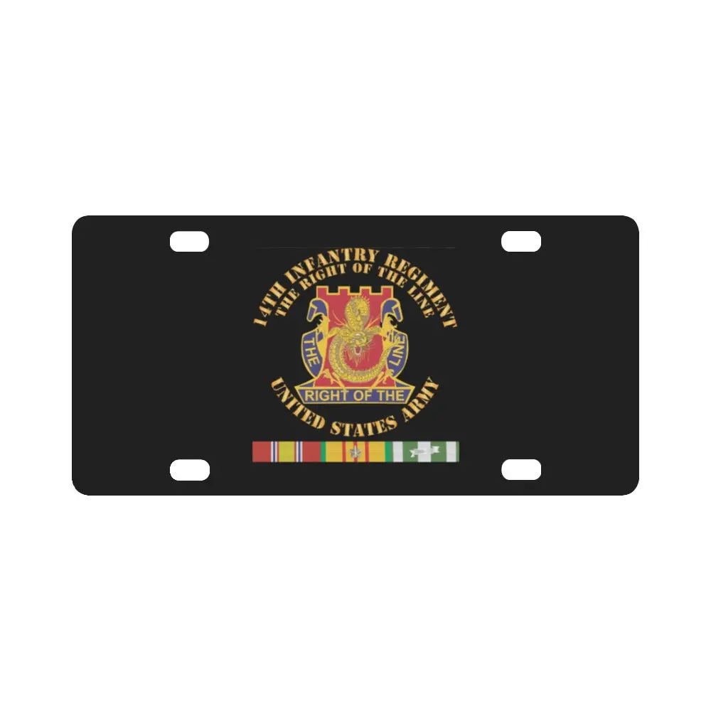 Army - Dui - 14Th Infantry Regiment - The Right Of The Line W Vn Svc X 300 Classic License Plate 1