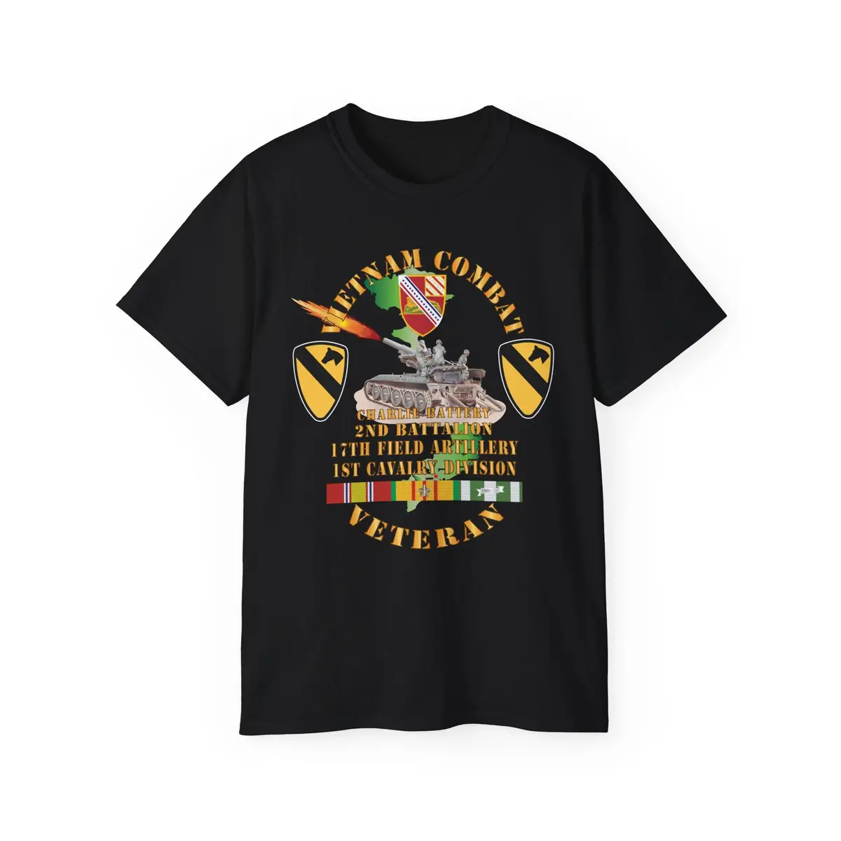 Unisex Ultra Cotton Tee - Army - Charlie Battery.2Nd Battalion,17Th Field Artillery - W  1St Cavalry Div - M110 8In Sp - Vietnam Vet W Vn Svc X 300 4