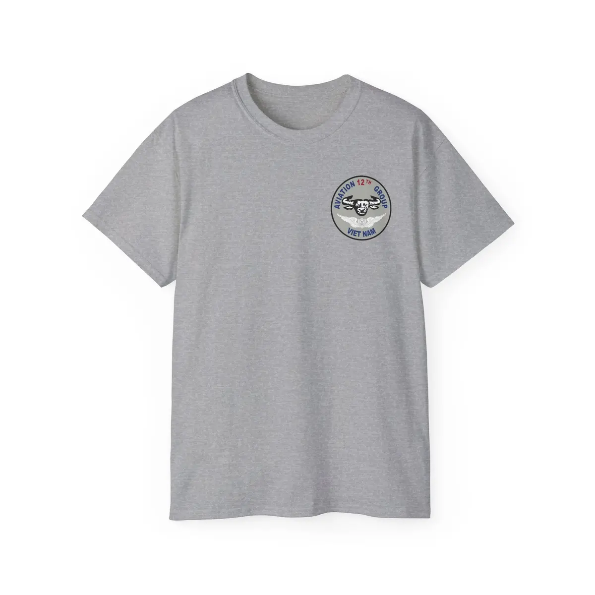 Vietnam War Aviation Veteran T-Shirt – Unisex Cotton Tee Featuring Air Crew Badges, 12th Aviation Group, 1968–1969 Service - Image 4