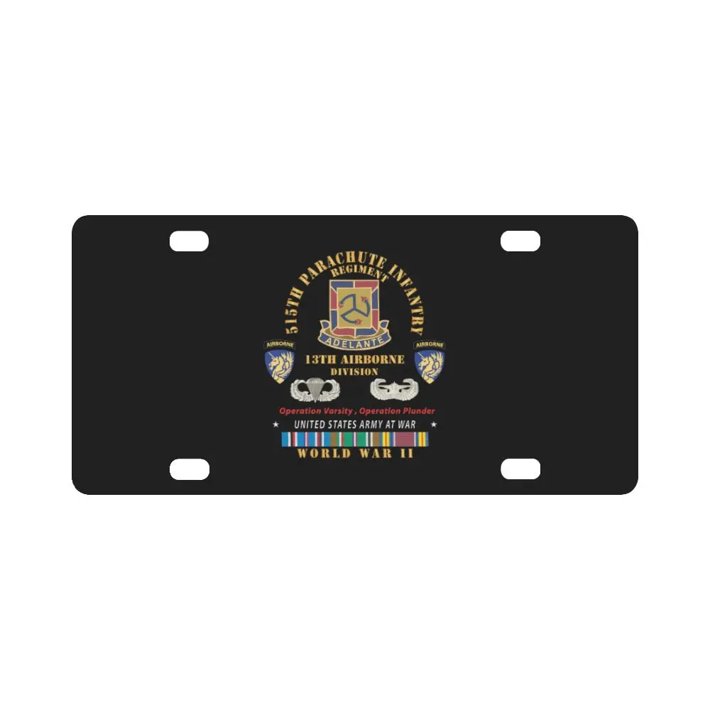Army - 515Th Parachute Infantry Regiment - Dui - 13Th Airborne Div W Parachute - Eur Svc Wwii X 300 Classic License Plate 1