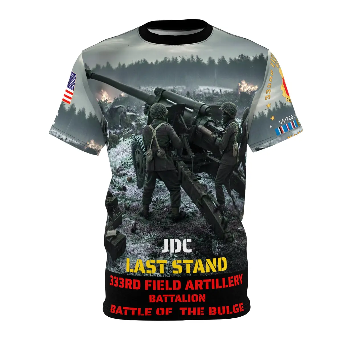Aop - 333Rd Artillery Bn Wwii - Last Stand - Defense Of Bastogne - Cut & Sew Tee - Customized - Jdc 1