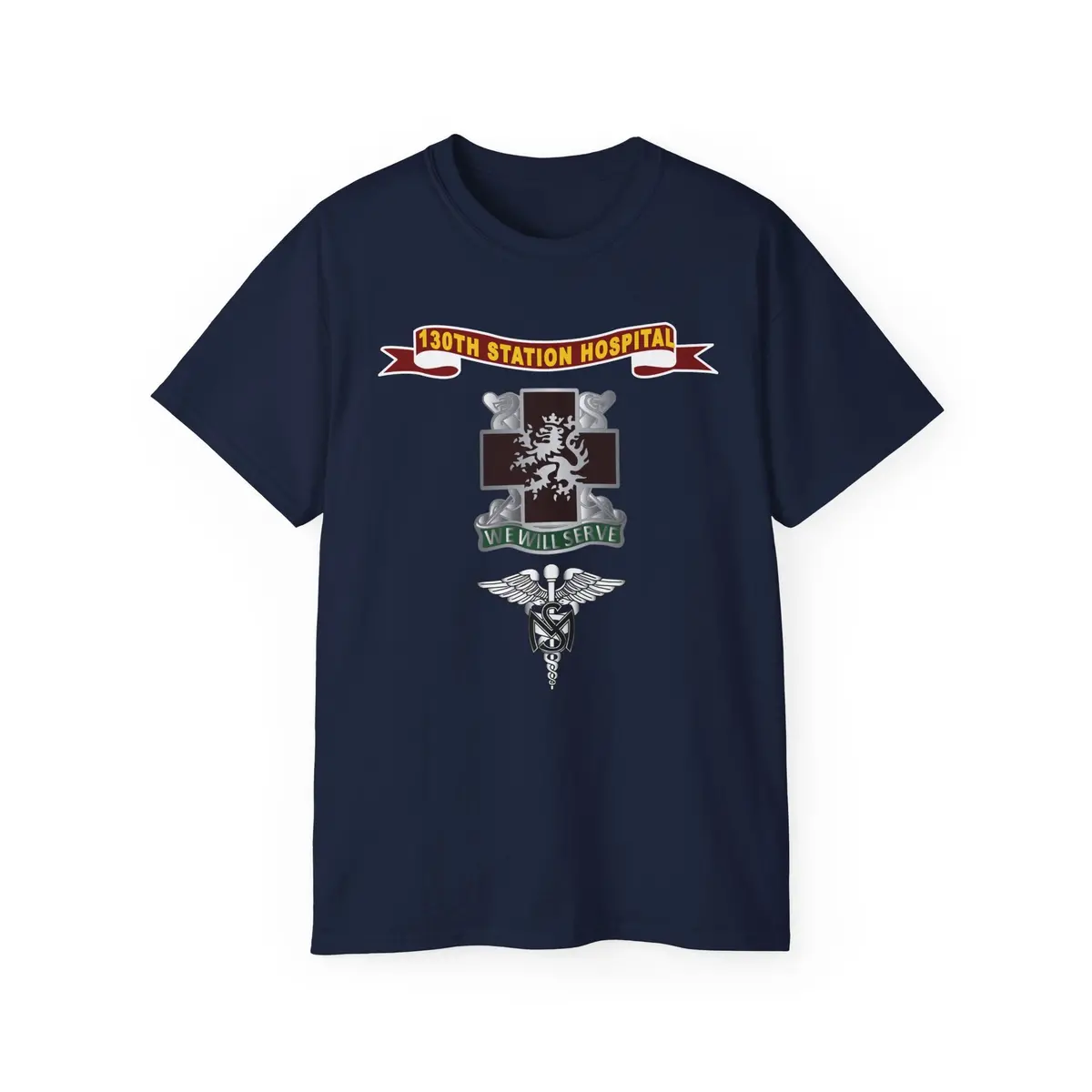 Unisex Ultra Cotton Tee - Army - 130Th Station Hospital - Ribbon - Dui - Army Medical Service Corps Branch X 300 5