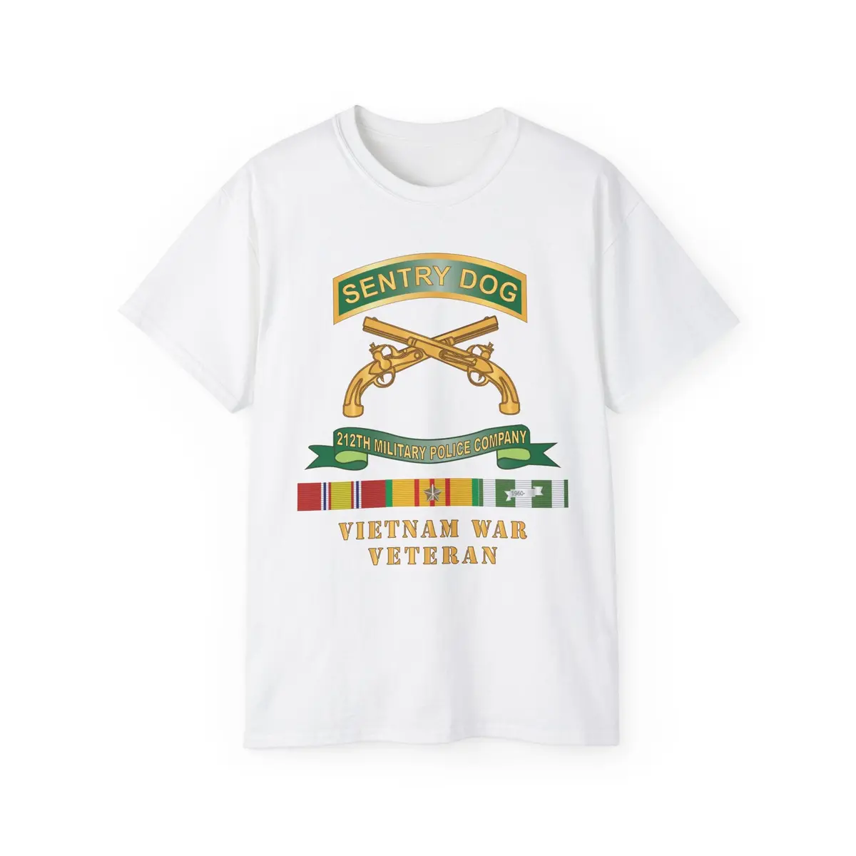 Unisex Ultra Cotton Tee - Army - Sentry Dog - 212Th Military Police Company W Br - Ribbon Vietnam War Veteran W Vn Svc X 300 9