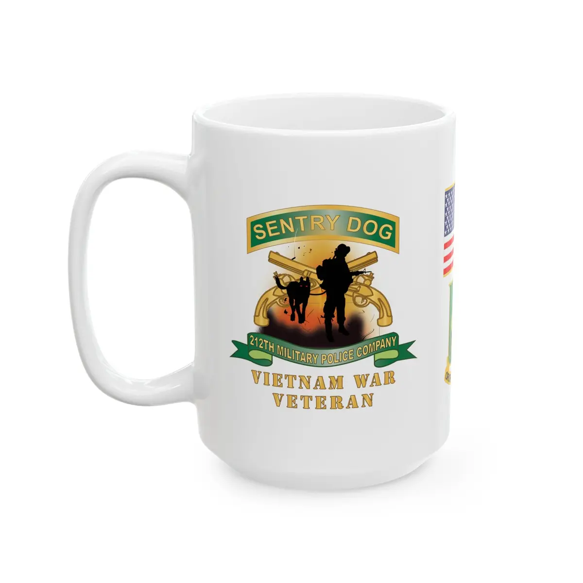 White Ceramic Mug — Army - Sentry Dog - 212Th Military Police Company - 720Th Mp Bn W Vn Svc Ribbons 1