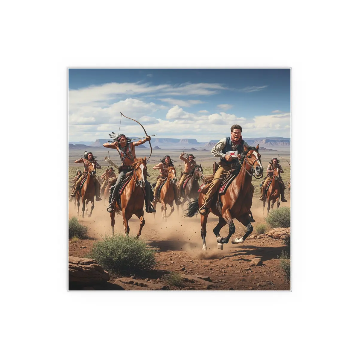 Indoor And Outdoor Silk Posters - Apache Indians Attacking A Pony Express Rider 6