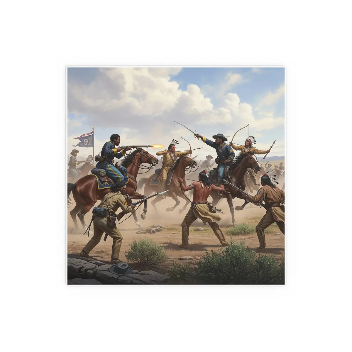 Indoor And Outdoor Silk Posters - 9Th Cavalry Regiment Fighting Native Americans During The Indian Wars 6