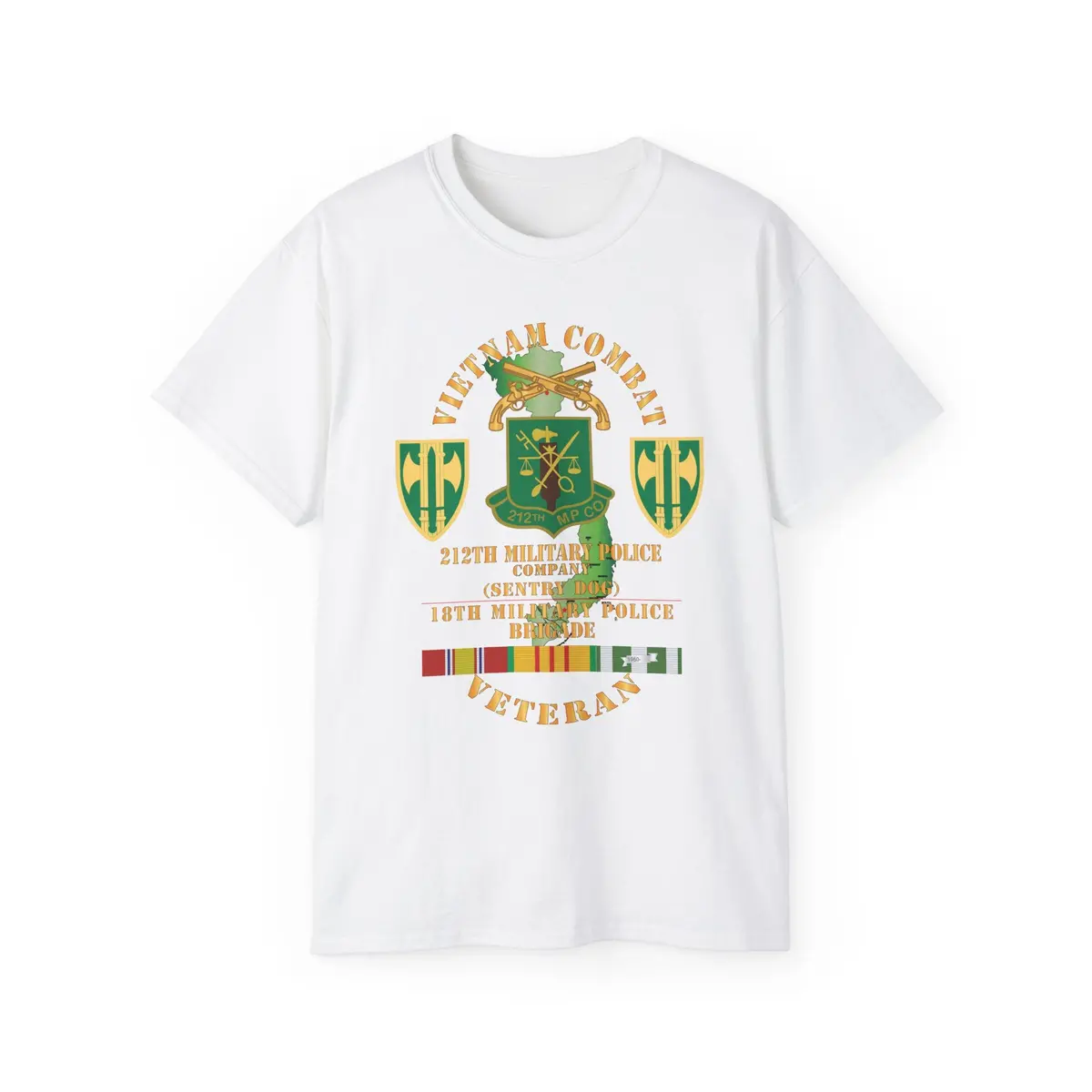 Unisex Ultra Cotton Tee - Army - Vietnam Combat Veteran W 212Th Military Police Company - 18Th Mp Bde Ssi - Vn Svc X 300 9