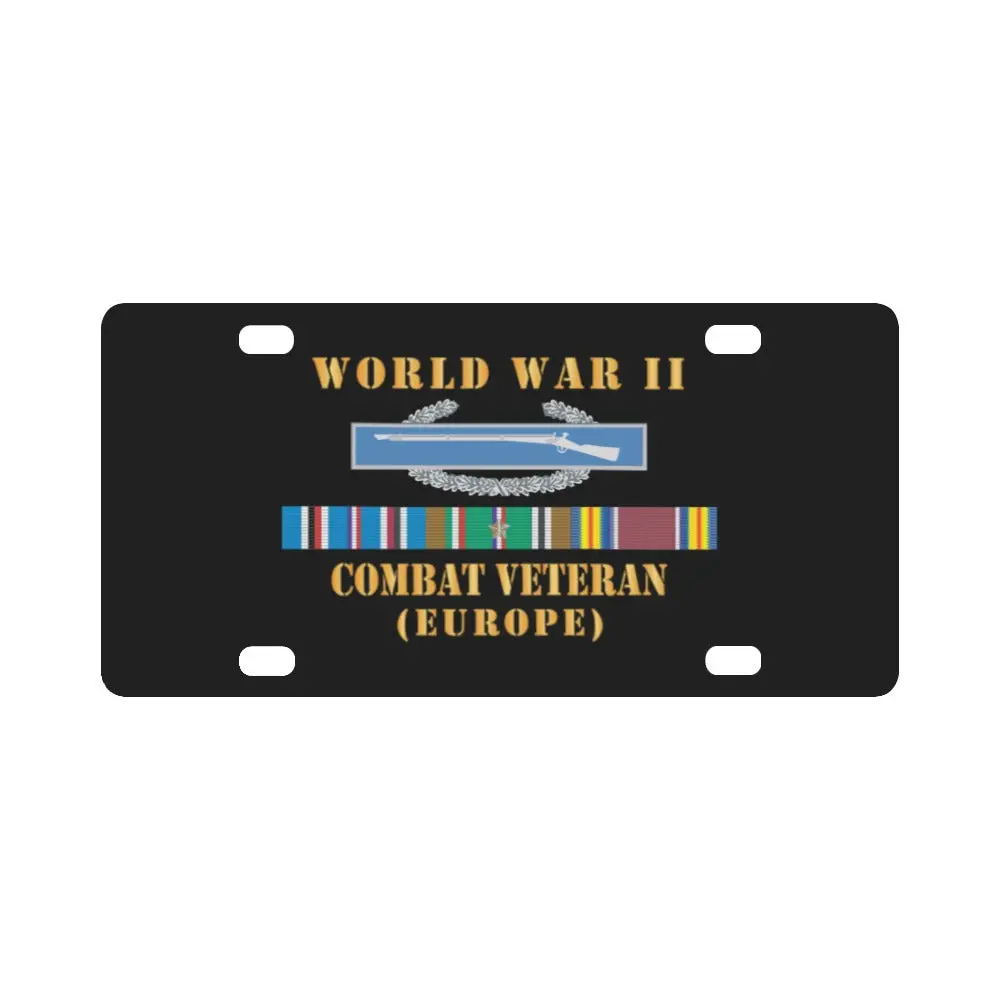 Army - World War Ii Svc Bar W Cib - Combat Veteran - Europe X 300 Classic License Plate 1