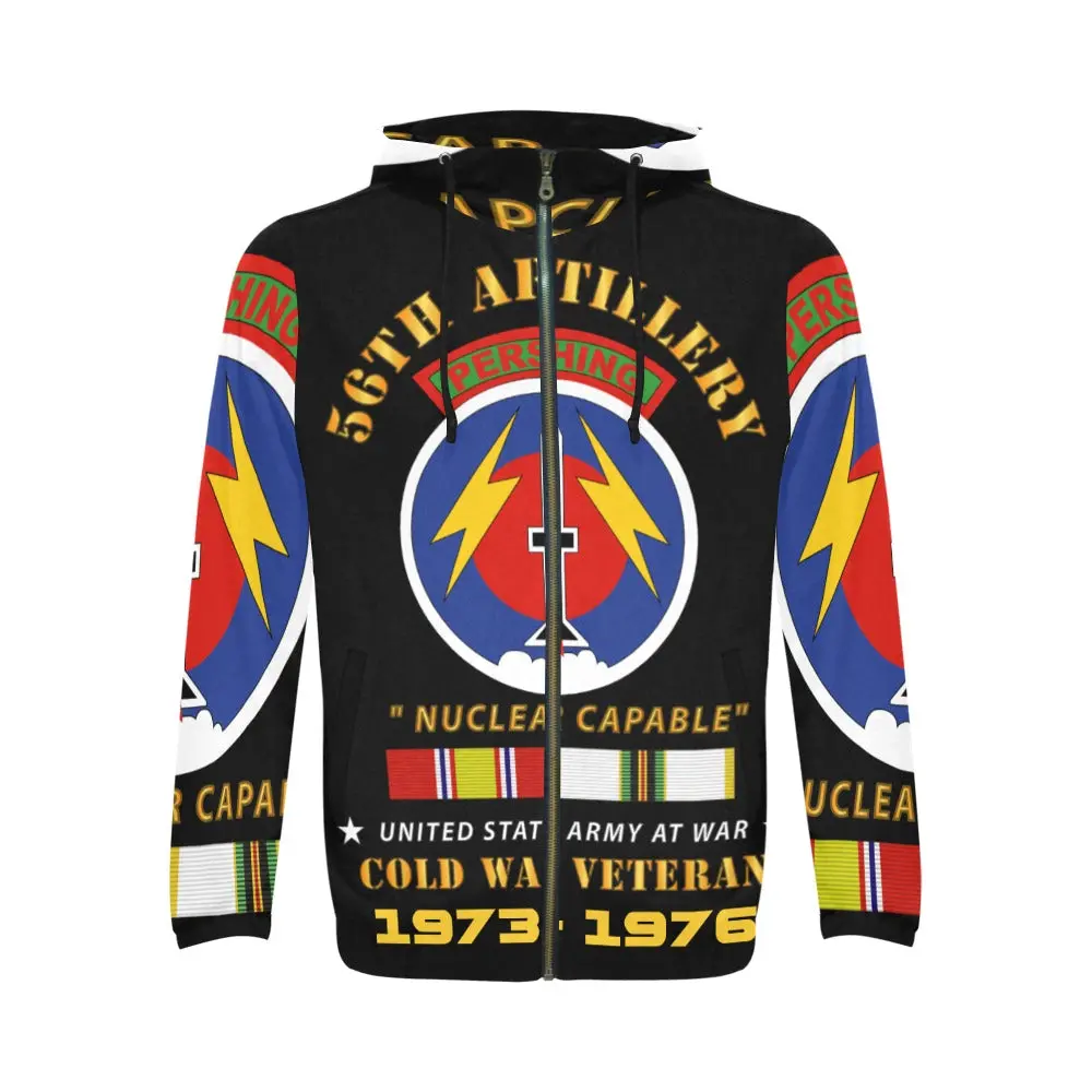56Th Artillery - Pershing - Nuclear Capable W Cold Svc Medals Men's All Over Print Full Zip Hoodie 1
