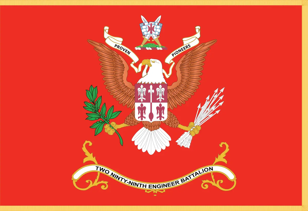 Rectangle Flags - Army - Battalion Colors - 299Th Engineer Battalion - Engineer Branch - Flag W Fringe - Hex - Ff2400 X 300 1