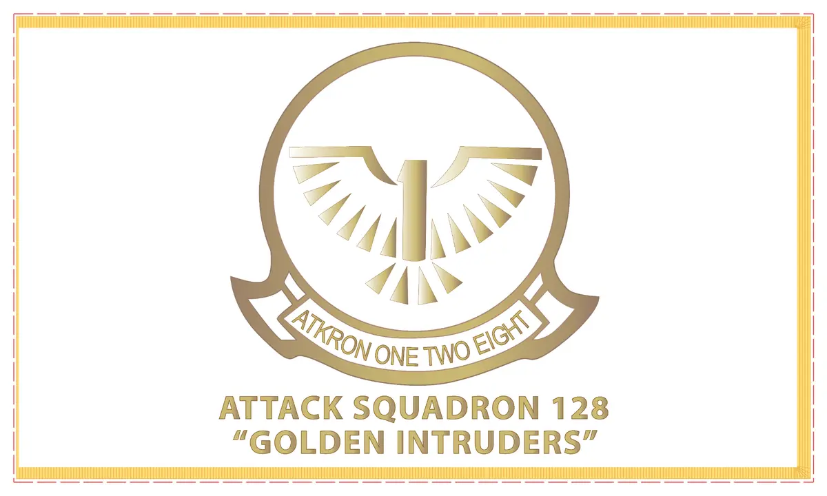 Rectangle Flags - Attack Squadron 128 - Golden Intruders - White Background And Flag Background 1