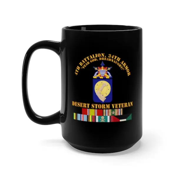 Black Mug 15Oz - Army - 4Th Bn, 34Th Armor - Desert Storm Veteran 1
