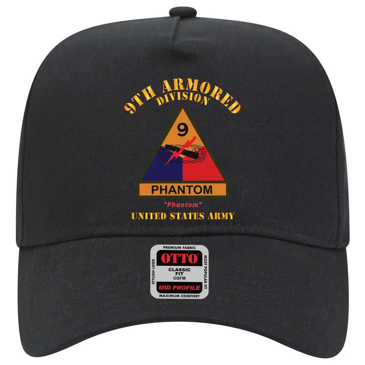 Baseball Cap - Army - Ssi - 9Th Armored Division W Name Tape - Phantom - Us Army X 300 1