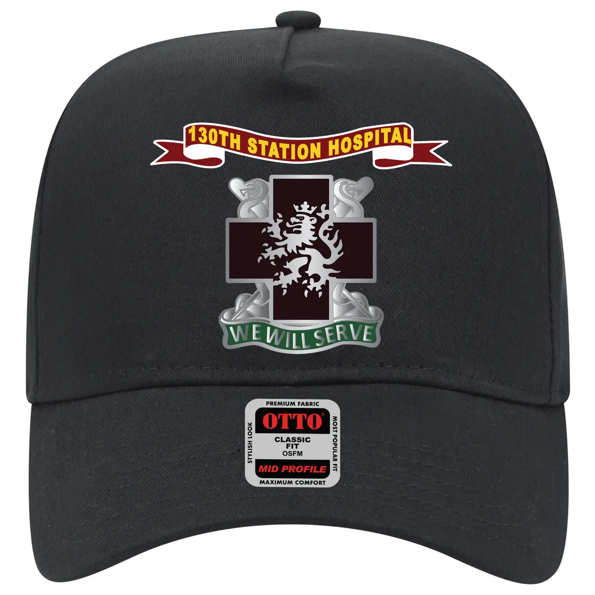 Baseball Cap - Army - 130Th Station Hospital - Ribbon - Dui X 300 1