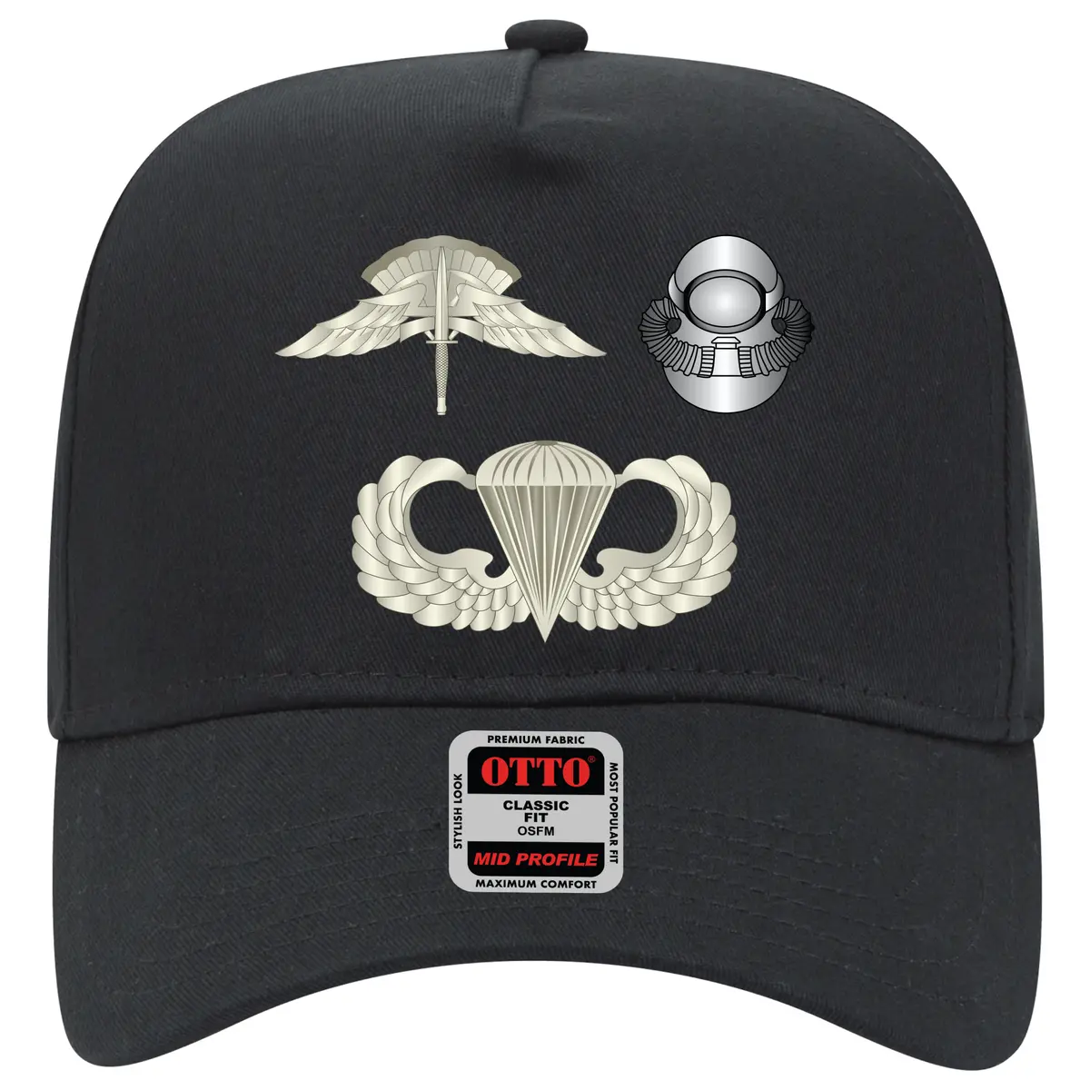 Baseball Cap - Army - Basic Abn Wings, Halo, Basic Scuba - Rev X 300 1