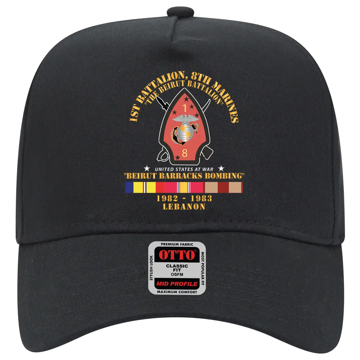Baseball Cap - Usmc - 1St Bn, 8Th Marines - Beirut Barracks Bombing W Svc - 1982-1983 X 300 1