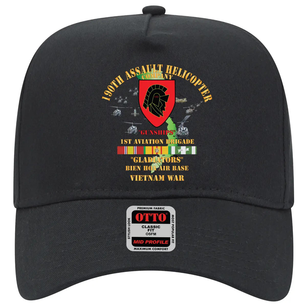 Baseball Cap - Army - 190Th Assault Helicopter Company - Ssi - Red- Gladiators - Bien Hoa Air Base, W Vn Svc X 300 1