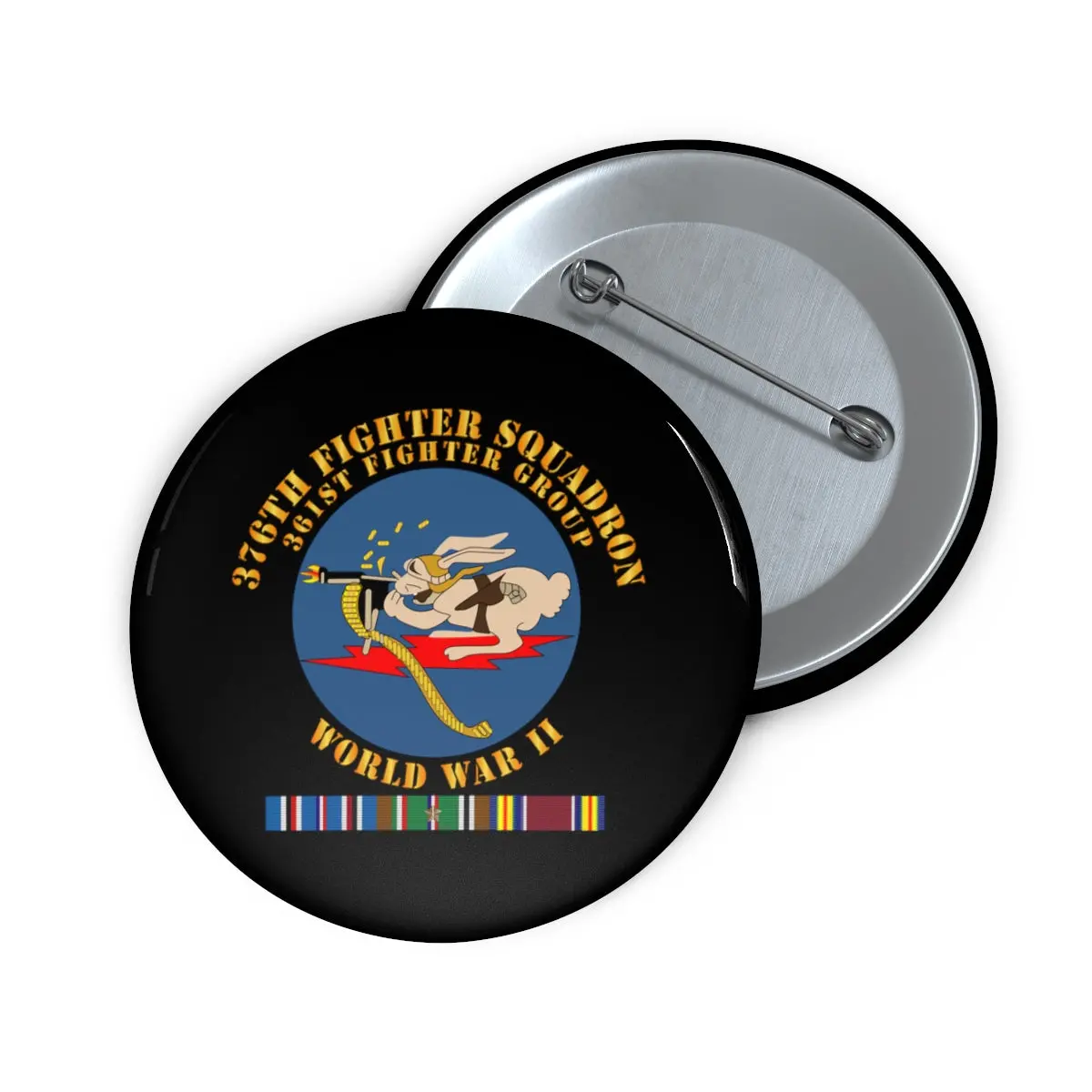 Custom Pin Buttons - Aac - 376Th Fighter Squadron - Wwii W Eur Svc 1
