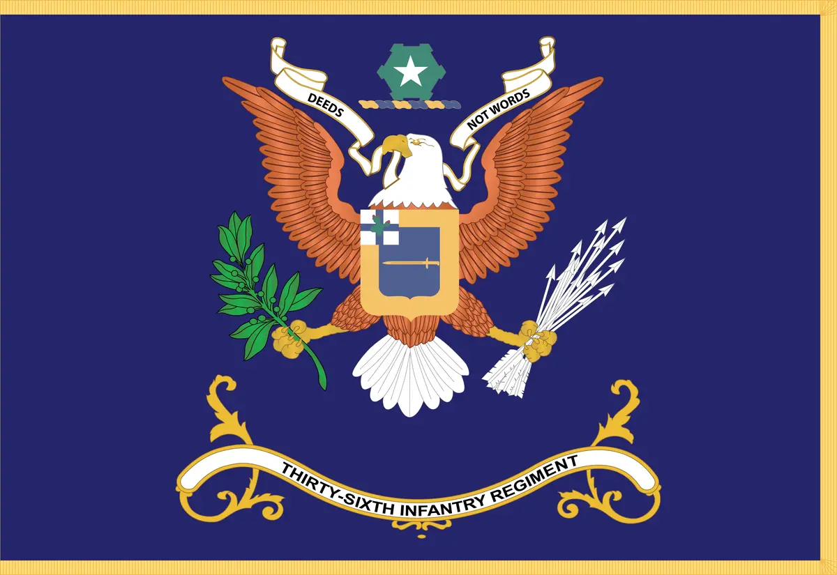 Rectangle Flags - Army - Regimental Colors - 36Th Infantry Regiment  - Deeds No Words X 300 1