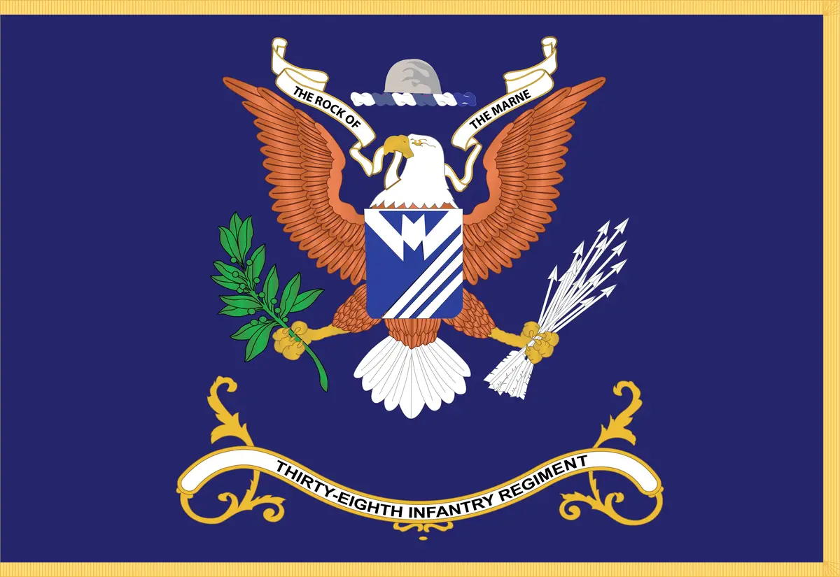 Rectangle Flags - Army - Regimental Colors - 38Th Infantry Regiment  - The Rock Of The Marne X 300 1