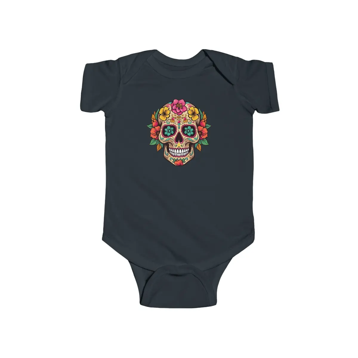 Infant Fine Jersey Bodysuit - Coco Floral Skull 1