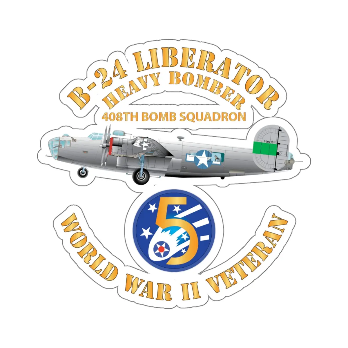 Kiss-Cut Stickers - Aac - 22Bg - 408Th Bs - B-24 - 5Th Af 1