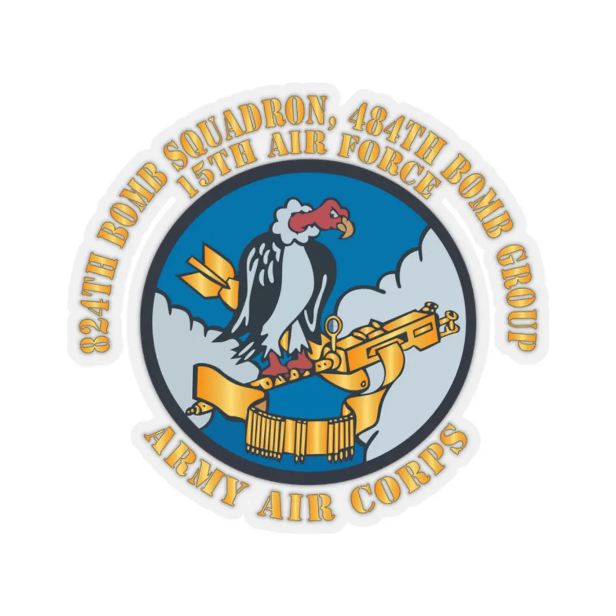 Kiss-Cut Stickers - Aac - 824Th Bomb Squadron, 484Th Bomb Group - 15Th Aaf X 300 2