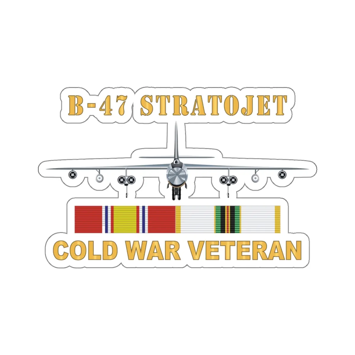 Kiss-Cut Stickers  - Airplane - B-47 Stratojet Bomber - Front - Cold War Veteran W Cold Svc X 300 1