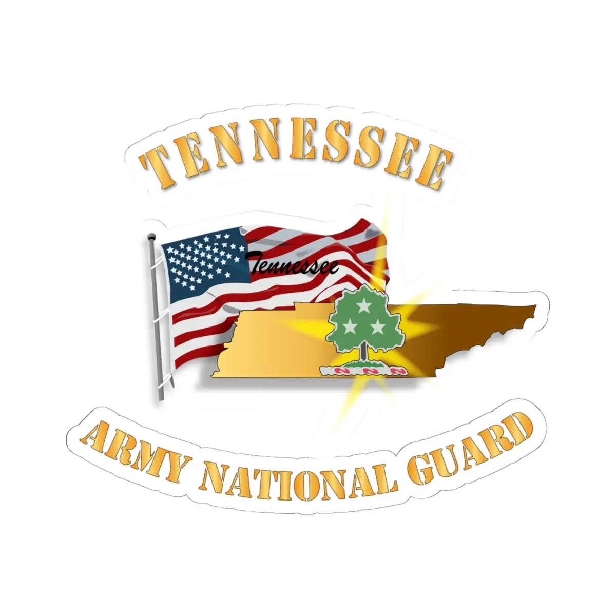 Kiss-Cut Stickers - Dui - Ange - Tennessee  With Flag - Gold X 300 1