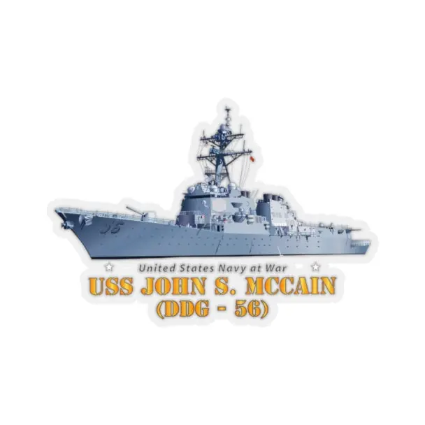 Kiss-Cut Stickers - Navy - Destroyer - Uss John S Mccain -  Ship On Top Txt 1