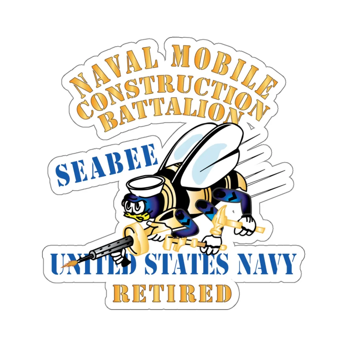 Kiss-Cut Stickers - Navy - Seabee - Retired X 300 1