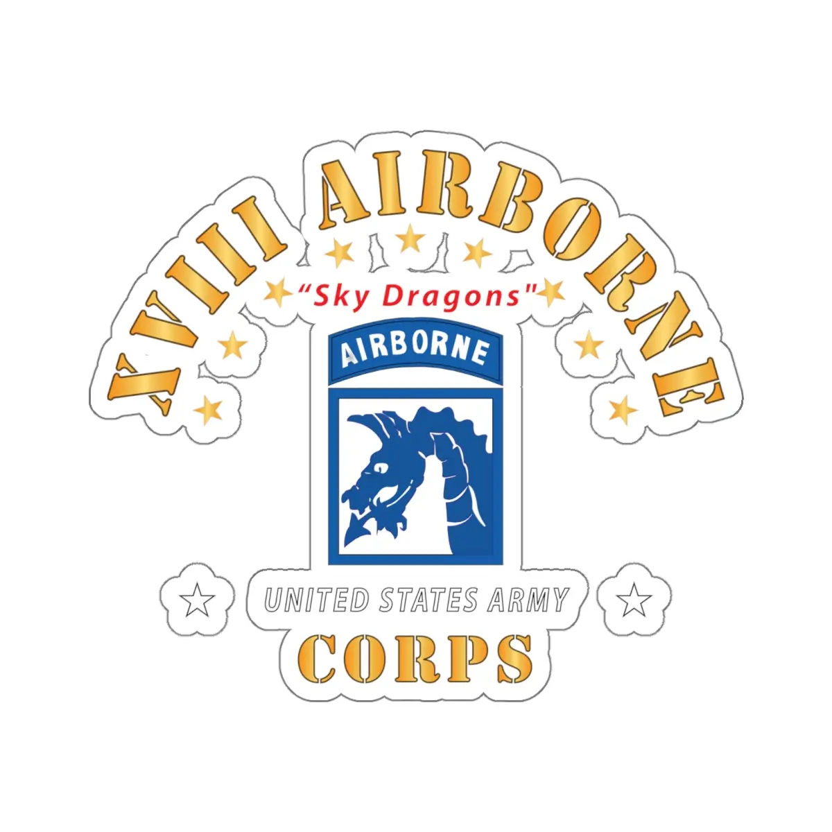 Kiss-Cut Stickers - Xviii Airborne Corps - Sky Dragons X 300 1