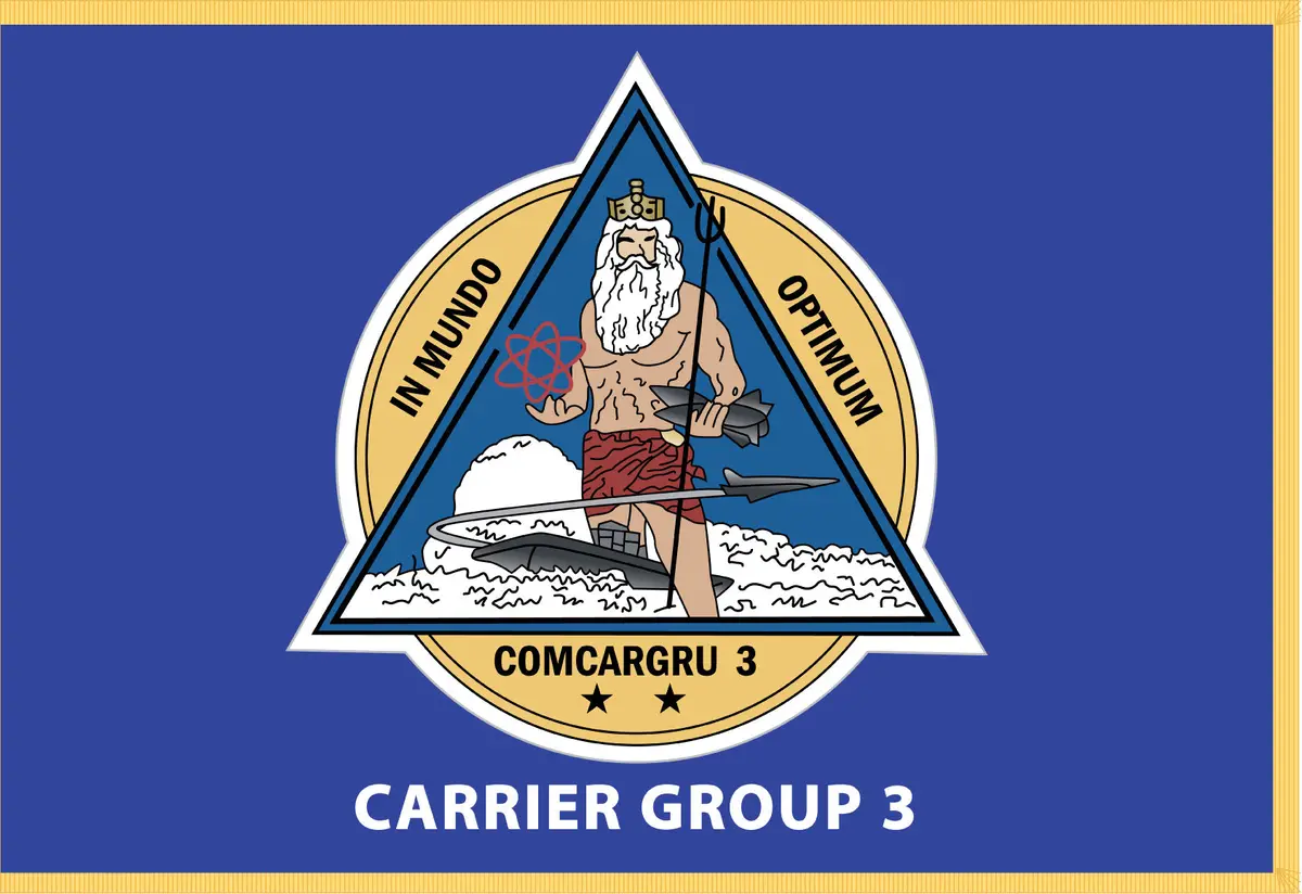 Rectangle Flags - Navy - Carrier Group 3 - W White Txt - Blue Flag Background 1
