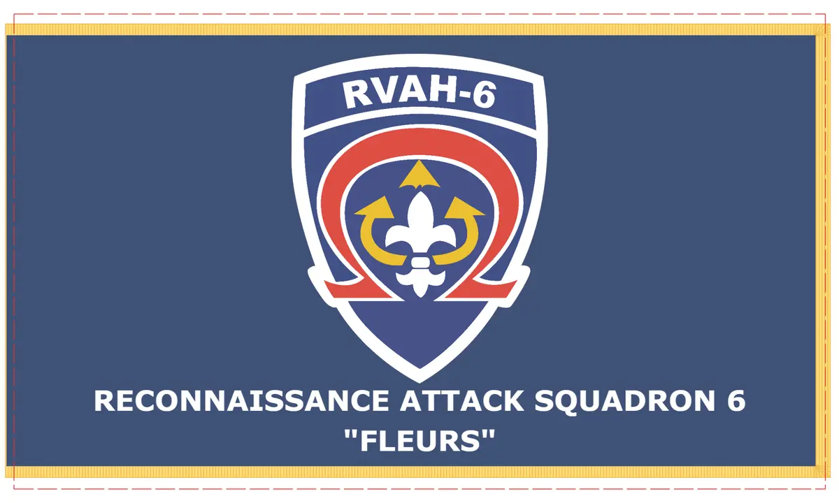 Rectangle Flags - Reconnaissance Attack Squadron 6 (Rvah-6) - Navy - True Navy Blue Flag Background And Gold Fringe - W Insignia  Txt X 300 1