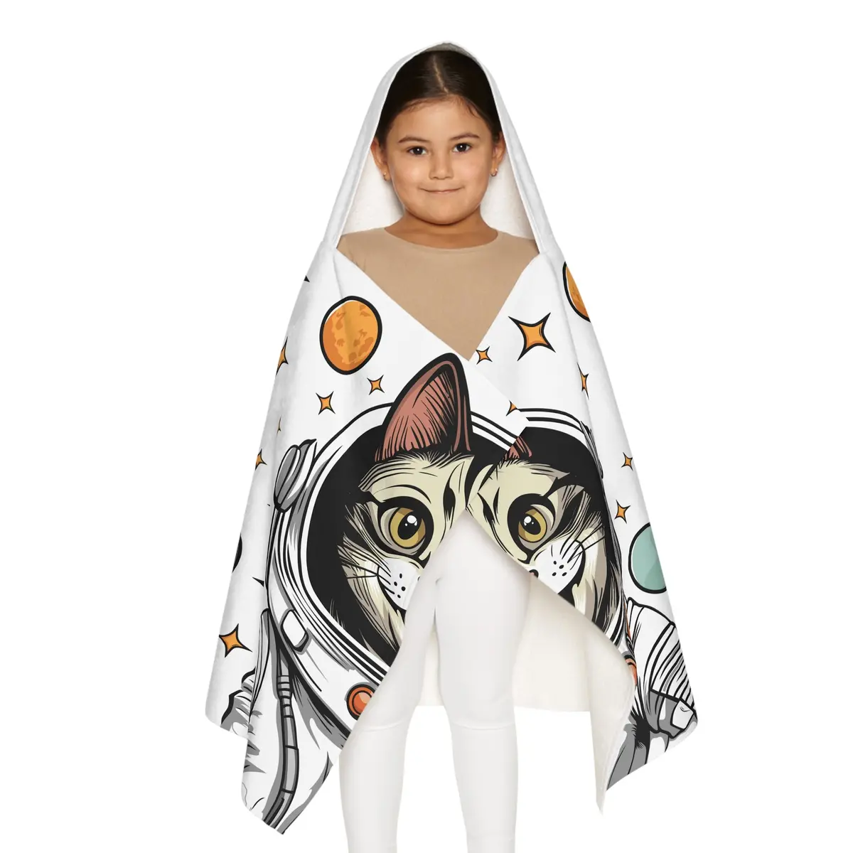 Youth Hooded Towel- Astronaut Cat 1